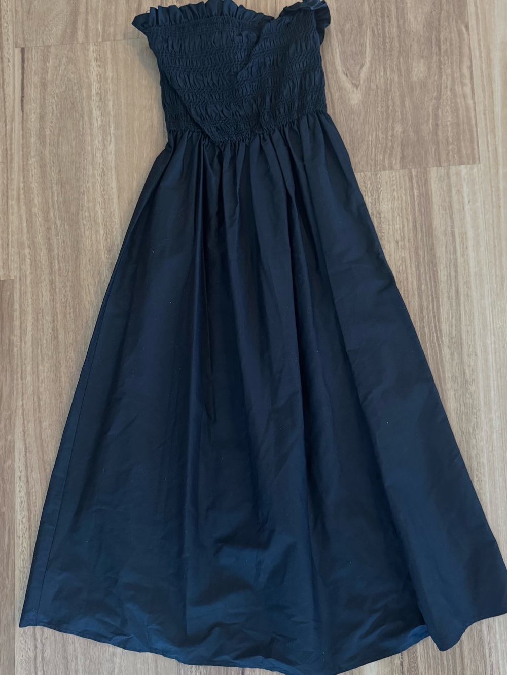 Classic Black Strapless Midi Dress